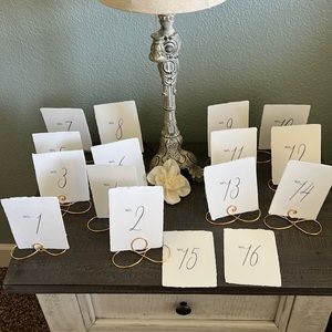 Wedding table numbers with free gold stands